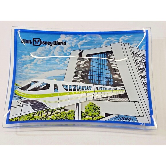 VINTAGE 1975 Walt Disney World Monorail Trinket Glass Dish Souvenir Tray GUC - Picture 3 of 8